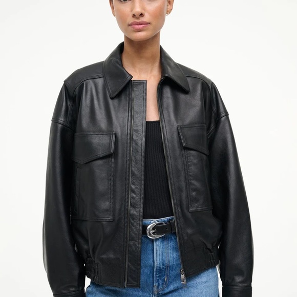 STAUD Jackets & Blazers - Staud Eugene Leather Jacket black